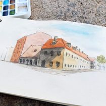 My project for course: Architectural Sketching with Watercolor and Ink. Sketching, Drawing, Watercolor Painting, Architectural Illustration, Sketchbook & Ink Illustration project by snappy_nor - 08.10.2022