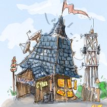 Cyber, immeuble, dojo. Sketching, Drawing, Architectural Illustration, Sketchbook & Ink Illustration project by maki976 - 08.06.2022