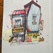 My project for course: Expressive Architectural Sketching with Colored Markers. Sketching, Drawing, Architectural Illustration, Sketchbook & Ink Illustration project by Gabriele Carbonella - 08.11.2022