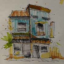 My project for course: Expressive Architectural Sketching with Colored Markers. Sketching, Drawing, Architectural Illustration, Sketchbook & Ink Illustration project by katalin_palasti - 08.11.2022