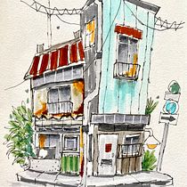 My project for course: Expressive Architectural Sketching with Colored Markers. Sketching, Drawing, Architectural Illustration, Sketchbook & Ink Illustration project by sharisarachan - 08.11.2022