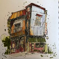 My project for course: Expressive Architectural Sketching with Colored Markers. Sketching, Drawing, Architectural Illustration, Sketchbook & Ink Illustration project by Kate Punya - 08.13.2022