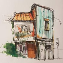 Mon projet du cours : Esquisses d'architecture expressives aux feutres de couleur. Sketching, Drawing, Architectural Illustration, Sketchbook & Ink Illustration project by Reynald Roussel - 08.13.2022