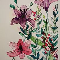 Mein Kursprojekt: Blumenkompositionen mit Aquarell: Verbinde dich mit der Natur. Ilustração tradicional, Pintura em aquarela e Ilustração botânica projeto de elena_learning - 13.08.2022