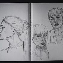 My project for course: Portrait Sketchbooking: Explore the Human Face. Un projet de Esquisse , Dessin, Dessin de portrait, Dessin artistique , et Carnet de croquis de Leia - 14.08.2022