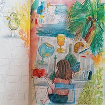 Mon projet du cours : Carnet de croquis pour explorer votre style de dessin. Un proyecto de Ilustración tradicional, Bocetado, Creatividad, Dibujo, Pintura a la acuarela, Sketchbook y Pintura gouache de Valia Guillard - 15.08.2022