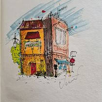 Mon projet du cours : Esquisses d'architecture expressives aux feutres de couleur. Sketching, Drawing, Architectural Illustration, Sketchbook & Ink Illustration project by vincent51200 - 08.16.2022