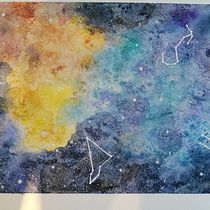 Galaxie à l'aquarelle: Techniques modernes d’aquarelle. Un progetto di Illustrazione tradizionale, Belle arti, Pittura e Pittura ad acquerello di monier_carolann - 16.08.2022