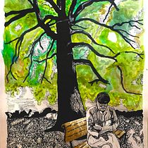 Meu projeto do curso: Ilustração com técnicas manuais de hachura e dripping. Character Design, Fine Arts, Painting, Watercolor Painting, Portrait Drawing, and Artistic Drawing project by sabrinadn2004 - 08.14.2022