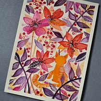 Blumen- und Katzen-Komposition mit Aquarell ;). Ilustração tradicional, Pintura, Pintura em aquarela e Ilustração botânica projeto de Judith - 17.08.2022