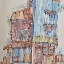 Il mio progetto del corso: Disegno architettonico espressivo con pennarelli colorati. Sketching, Drawing, Architectural Illustration, Sketchbook & Ink Illustration project by Chantal Cerise - 08.17.2022