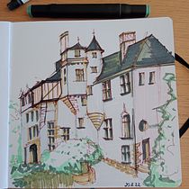 Mon projet du cours : Esquisses d'architecture expressives aux feutres de couleur. Sketching, Drawing, Architectural Illustration, Sketchbook & Ink Illustration project by somaiga - 08.20.2022