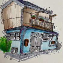 Mijn project van de cursus: Creëer expressieve architecturale schetsen met kleurstiften. Sketching, Drawing, Architectural Illustration, Sketchbook & Ink Illustration project by Esther Van Vooren - 08.21.2022
