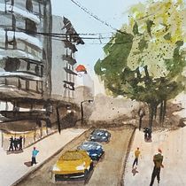 Mi proyecto del curso: Paisajes urbanos en acuarela Ein Projekt aus dem Bereich Bildende Künste, Aquarellmalerei und Architektonische Illustration von Javier Herrera - 21.08.2022