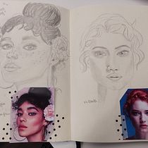 My project for course: Portrait Sketchbooking: Explore the Human Face. Projekt z dziedziny Sketching,  R, sunek, Portret,  R, sunek art, st, czn i Sketchbook użytkownika marina_095833 - 21.08.2022