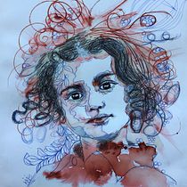Mon projet du cours : Portrait expérimental à l'encre, à l'alcool et au thé. Artes plásticas, Pintura, Desenho e Ilustração com tinta projeto de Christine Claustre-Benassaya - 22.08.2022