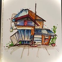 My project for course: Expressive Architectural Sketching with Colored Markers. Een project van  Schetsen,  Tekening,  Architecturale illustratie, Sketchbook y  Illustratie met inkt van Kim - 22.08.2022