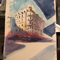 My project for course: Architectural Sketching with Watercolor and Ink. Sketching, Drawing, Watercolor Painting, Architectural Illustration, Sketchbook & Ink Illustration project by meadowsmz - 08.21.2022