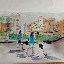 Mi proyecto del curso: Sketching urbano: dibuja tu ciudad en movimiento. Traditional illustration, Sketching, Drawing, Watercolor Painting, Architectural Illustration, Sketchbook, and Design project by pepiagea1960 - 08.23.2022