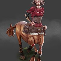 Gudrilda, la princesa centáuride . Un proyecto de Ilustración tradicional, Diseño de personajes, Ilustración digital, Concept Art, Dibujo digital y Pintura digital de Moises Briceño - 23.08.2022