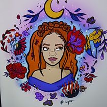 Mi proyecto del curso: Retrato ilustrado con elementos botánicos. Traditional illustration, Digital Illustration, Botanical Illustration, and Design project by Limary Figueroa-Sepúlveda - 08.25.2022
