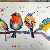 Mein Kursprojekt: Illustriere Vögel mit expressiven Aquarelltechniken. Projekt z dziedziny Trad, c, jna ilustracja, Malowanie akwarelą, R, sunek realist, czn, Ilustracja naturalist i czna użytkownika Franziska Kröner - 25.08.2022