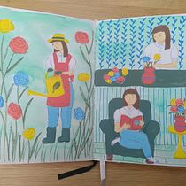 Mijn project van de cursus: Karaktercreatie vanuit observatietekeningen. Un proyecto de Ilustración tradicional, Diseño de personajes, Dibujo y Sketchbook de Kim Bisschops - 25.08.2022