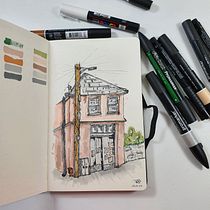 My project for course: Expressive Architectural Sketching with Colored Markers. Een project van  Schetsen,  Tekening,  Architecturale illustratie, Sketchbook y  Illustratie met inkt van Philippa Shone - 26.08.2022