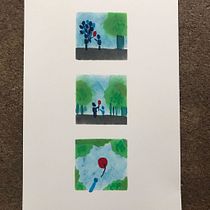 De ballon waait weg. Traditional illustration, Painting, Acr, lic Painting, and Narrative project by vonrotz - 08.26.2022