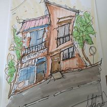 My project for course: Expressive Architectural Sketching with Colored Markers. Sketching, Drawing, Architectural Illustration, Sketchbook & Ink Illustration project by Melanie Michaud - 08.27.2022
