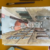 Mijn project van de cursus: Architectuur tekenen met aquarel en inkt. Sketching, Drawing, Watercolor Painting, Architectural Illustration, and Sketchbook project by lucaouwehand - 08.28.2022