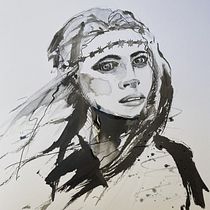 My project for course: Mindful Painting with India Ink. Traditional illustration, Fine Arts, Painting, Pencil Drawing, Portrait Drawing, Artistic Drawing & Ink Illustration project by Sabine Nimz - 08.29.2022