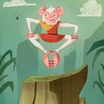 Monkey Monk. Traditional illustration, Character Design, Drawing, Digital Illustration, Stor, telling, and Narrative project by klimowska_magdalena - 08.29.2022