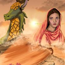 Mi proyecto del curso: Retratos digitales de fantasía con Photoshop. Hija del desierto. Traditional illustration, Digital Illustration, Portrait Drawing, Digital Drawing, and Design project by Adelina Santos Rodríguez - 08.29.2022