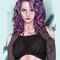 My project for course: Female Character Portraits in Procreate. Projekt z dziedziny Trad, c, jna ilustracja, Ilustracja c, frowa, R, sunek c i frow użytkownika Chantelle - 28.08.2022