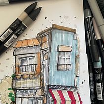 My project for course: Expressive Architectural Sketching with Colored Markers. Sketching, Drawing, Architectural Illustration, Sketchbook & Ink Illustration project by M Alexander - 09.01.2022