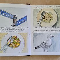 Mein Kursprojekt: Aquarellreiseheft. Traditional illustration, Watercolor Painting, Architectural Illustration, and Sketchbook project by Marleen Utech - 09.02.2022