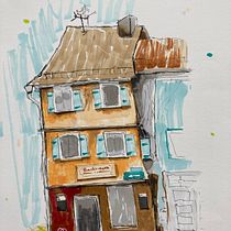 My project for course: Expressive Architectural Sketching with Colored Markers. Sketching, Drawing, Architectural Illustration, Sketchbook & Ink Illustration project by Natalia - 09.02.2022