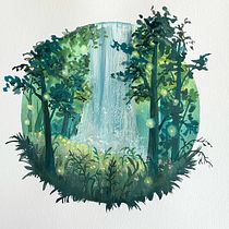 My project for course: Painting Atmospheric Landscapes with Gouache. Traditional illustration, Painting, and Gouache Painting project by Mimi - 09.01.2022