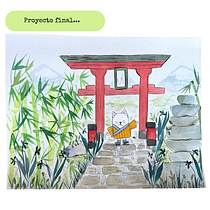 Mi proyecto del curso: Ilustración en acuarela con influencia japonesa. Traditional illustration, Drawing, and Watercolor Painting project by Camila Fernanda Godoy Valdés - 09.04.2022