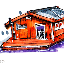  Amazon Floating House. Sketching, Drawing, Architectural Illustration, Sketchbook & Ink Illustration project by Ely Sena - 09.06.2022