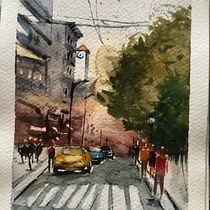 My project for course: Urban Landscapes in Watercolor Ein Projekt aus dem Bereich Bildende Künste, Aquarellmalerei und Architektonische Illustration von Esra Grb - 06.09.2022