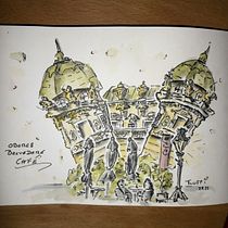 Kursprojekt: Expressive Architekturskizzen 2. Versuch. Drawing, Architectural Illustration, Sketching, and Sketchbook project by Fluffi Rössl - 09.07.2022