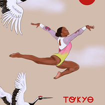 Rebeca Andrade - Tokyo 2020. Un progetto di Illustrazione tradizionale, Illustrazione digitale e Disegno digitale di Thaís Aragão - 08.09.2022