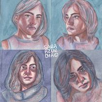 Autorretratos artísticos en acuarela. Fine Arts, Painting, Watercolor Painting, and Portrait Drawing project by Sara Azurdia - 05.07.2022