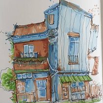 My project for course: Expressive Architectural Sketching with Colored Markers. Sketching, Drawing, Architectural Illustration, Sketchbook & Ink Illustration project by madamme_tran - 09.11.2022