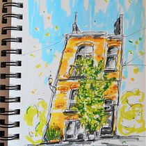 Mon projet du cours : Esquisses d'architecture expressives aux feutres de couleur. Sketching, Drawing, Architectural Illustration, Sketchbook & Ink Illustration project by Sylvie Franck - 09.12.2022