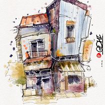 Expressive Architectural Sketching with Colored Markers , my first for building sketch . Sketching, Drawing, Architectural Illustration, Sketchbook & Ink Illustration project by คุงชาย กีตาร์น้อย - 09.12.2022