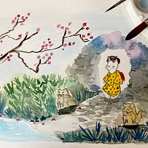 Meu projeto do curso: Ilustração em aquarela com influência japonesa. Traditional illustration, Drawing, and Watercolor Painting project by Rebecca Tavares - 09.13.2022