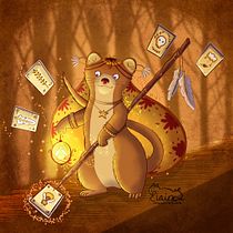 weasel fortune teller  Mon projet du cours : Illustration d’animaux fantastiques sur Procreate. Traditional illustration, Character Design, Drawing, Digital Illustration, Stor, telling, and Narrative project by feecroquette2016 - 09.13.2022